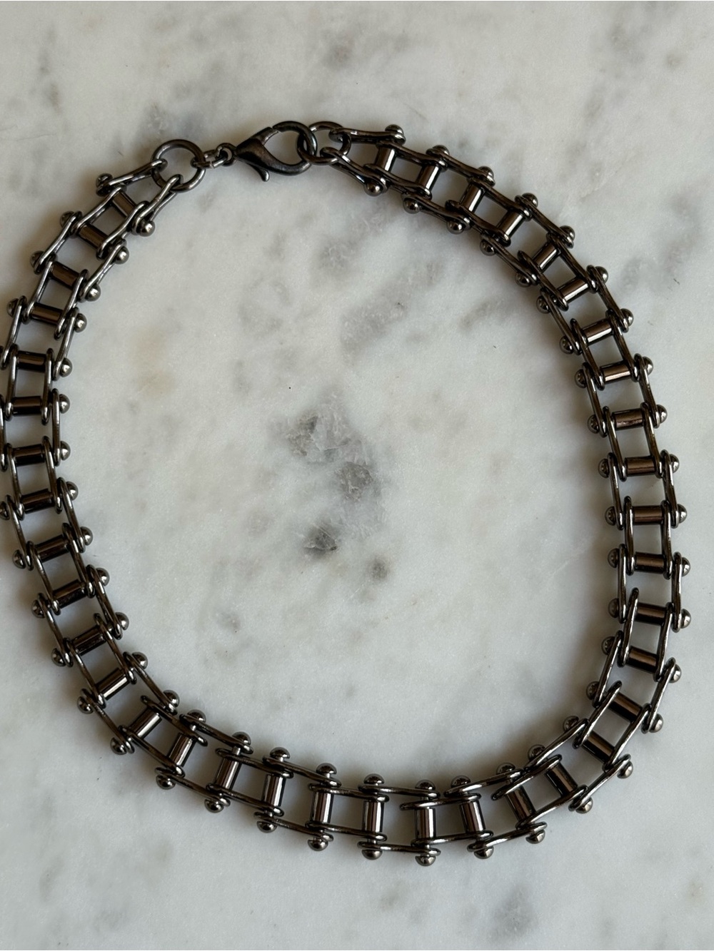 OOAK Upcycled  gunmetal “bicycle” chain choker necklace. Unisex